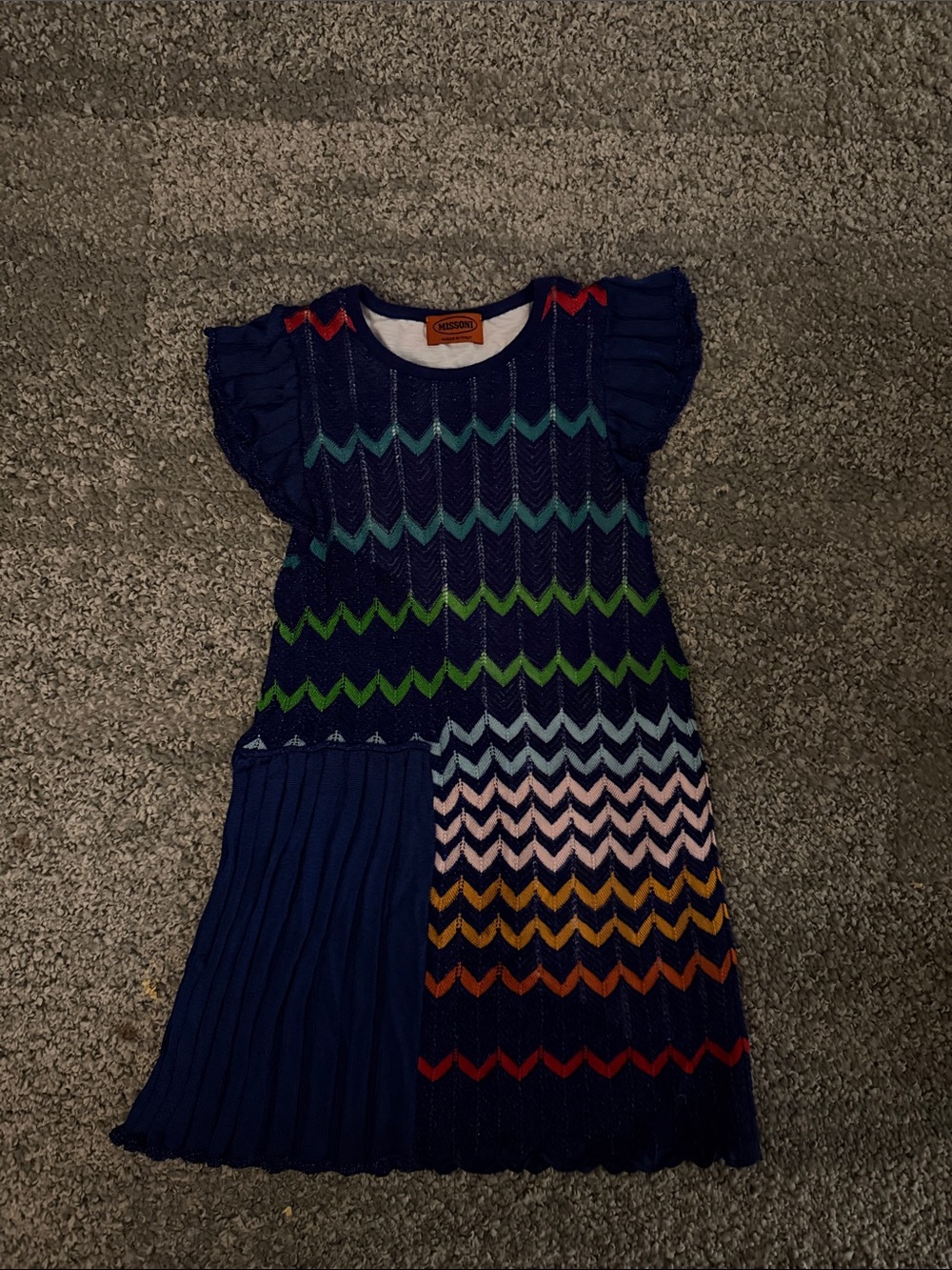 Missoni Navy Multicolor Chevron Knit Dress